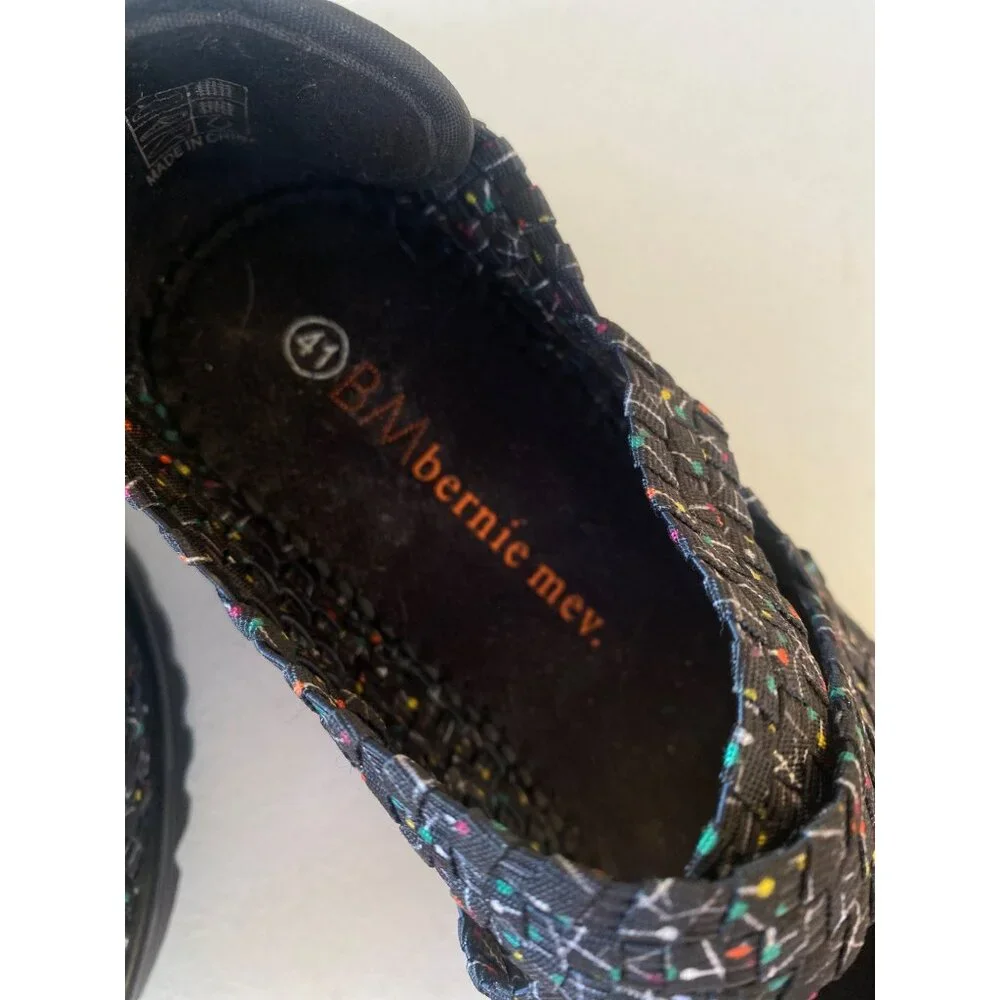 BERNIE MEV Women's 41 Cleopatra Pops Fabric Wedge Shoes US 11 Black - Picture 8 of 11